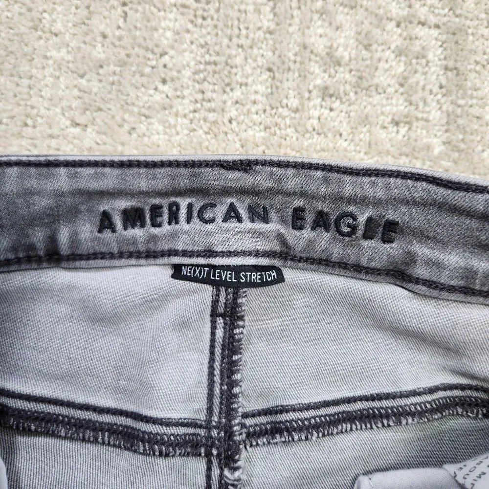 American Eagle Jeans Women 6 Short Super Hi Rise Jegging Stretch Distressed Gray
